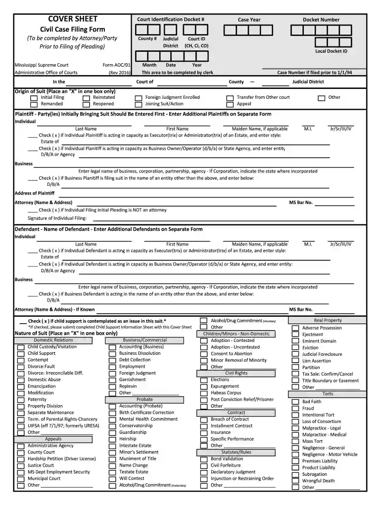 free chancery court forms mississippi Preview on Page 1