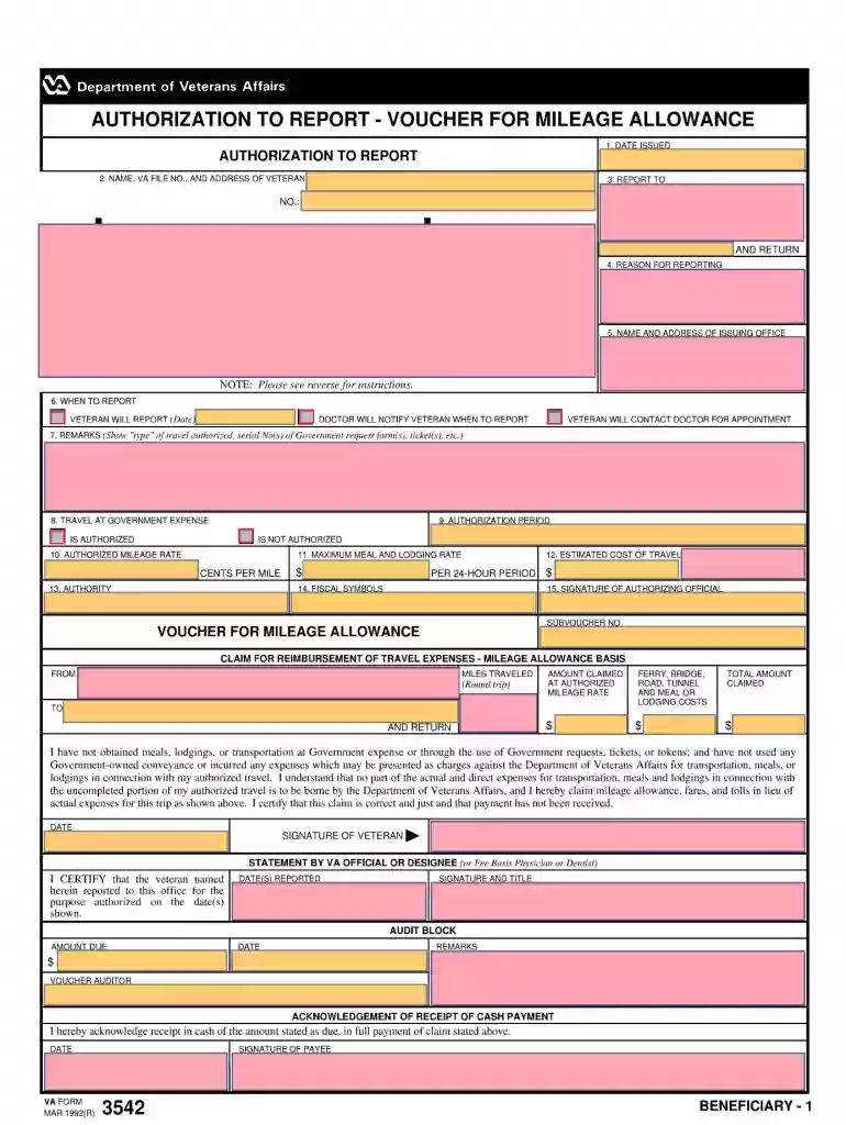 va form 10 3542 Preview on Page 1