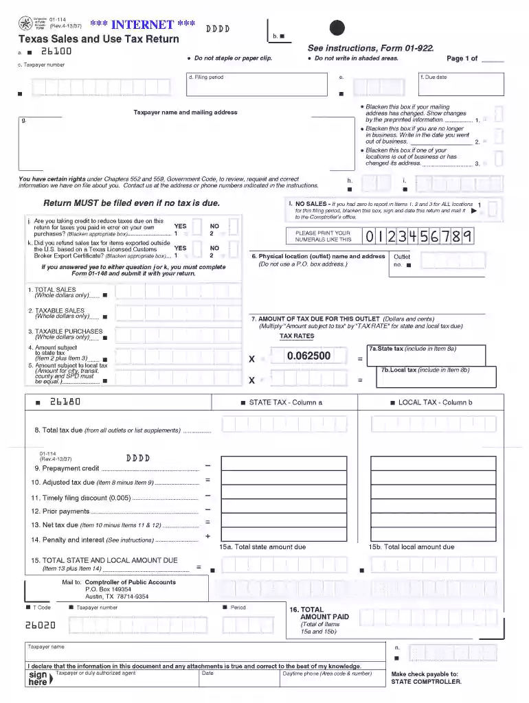 form 01 114 Preview on Page 1