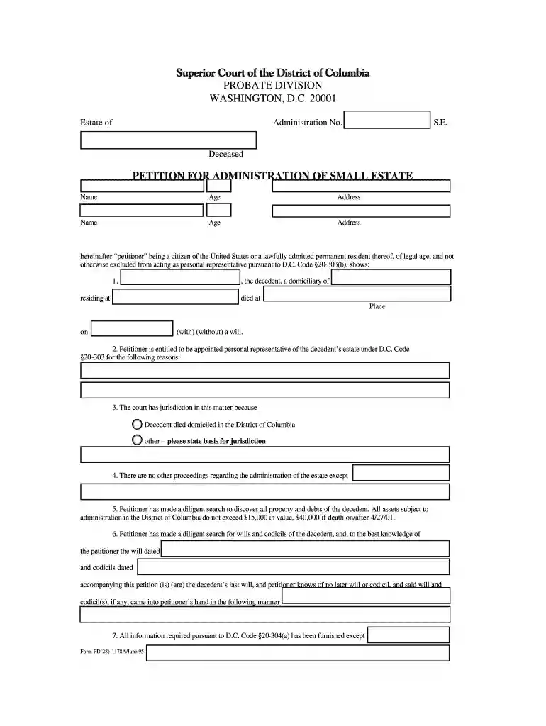 dc probate forms Preview on Page 1