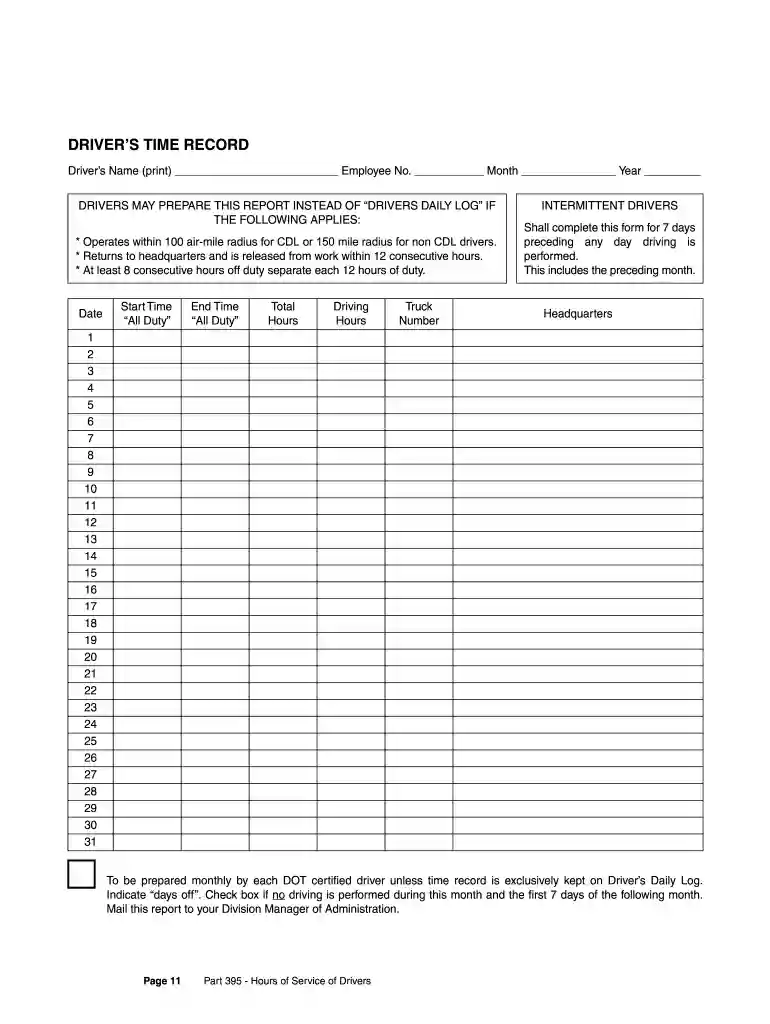 dcf transportation log Preview on Page 1