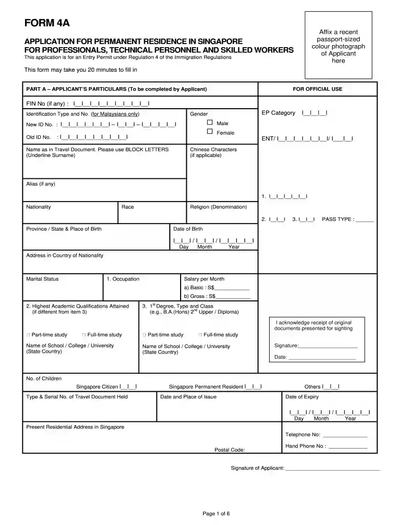singapore pr application form 4a pdf download Preview on Page 1
