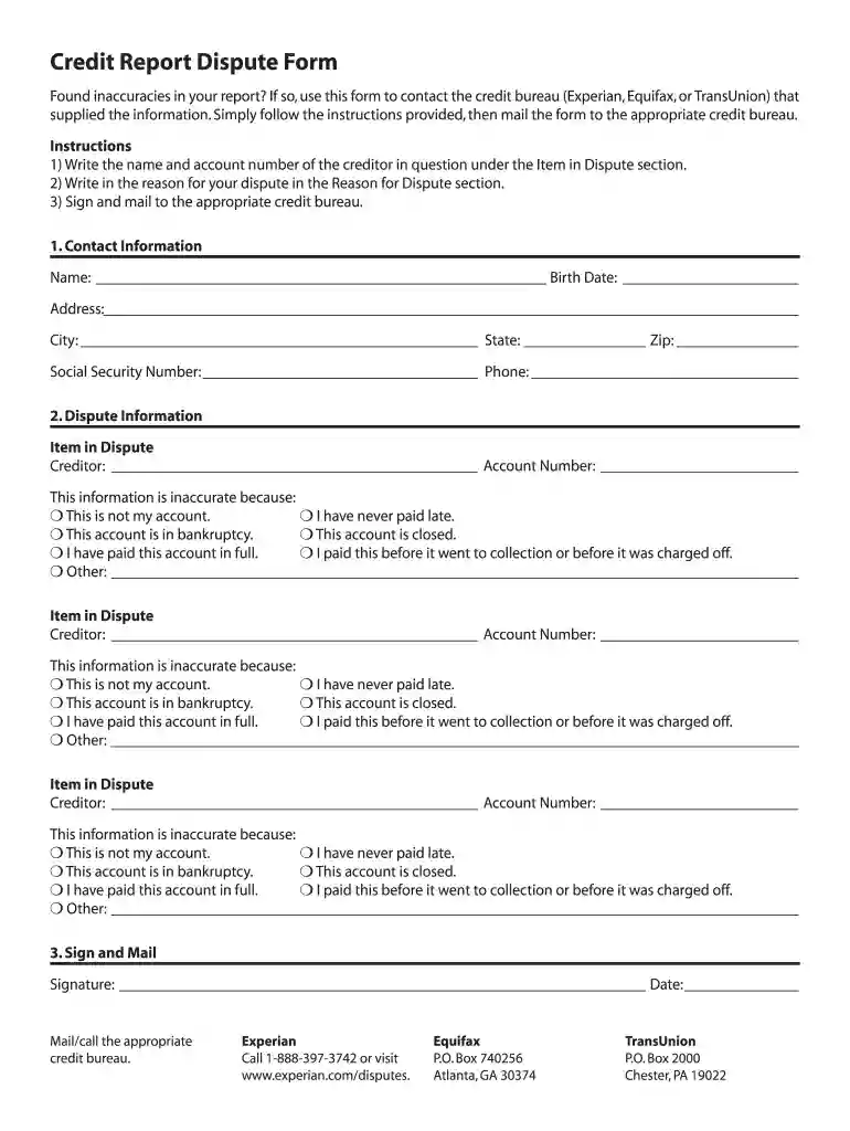 credit letter dispute template Preview on Page 1
