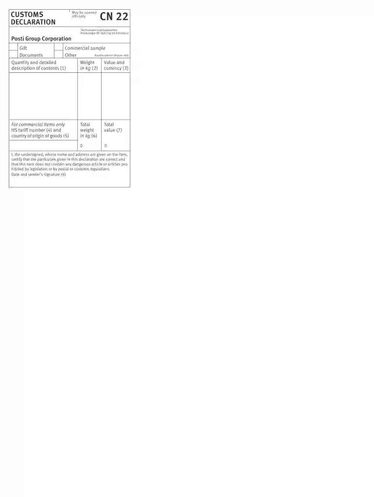 cn22 form Preview on Page 1