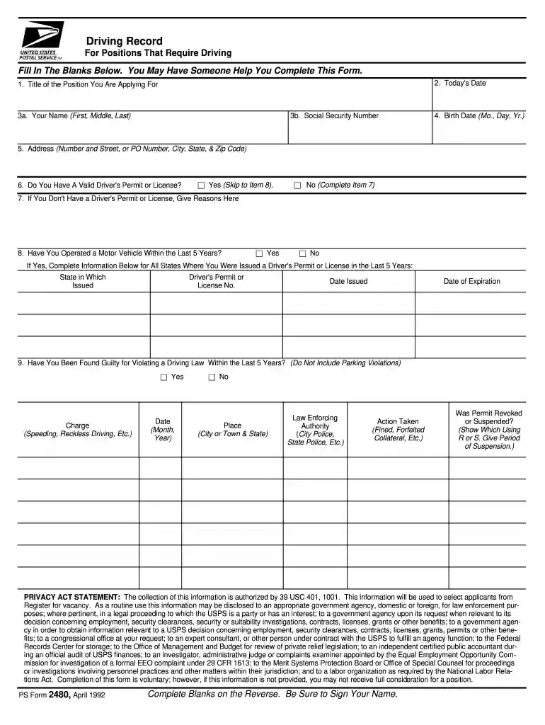 form 2480 Preview on Page 1