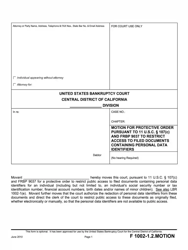 F 1002-1.2.MOTION - Cacb.uscourts.gov - cacb uscourts Preview on Page 1
