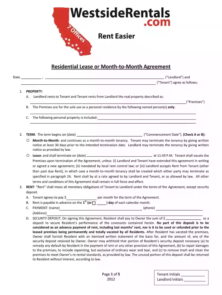 westside rental lease agreement Preview on Page 1