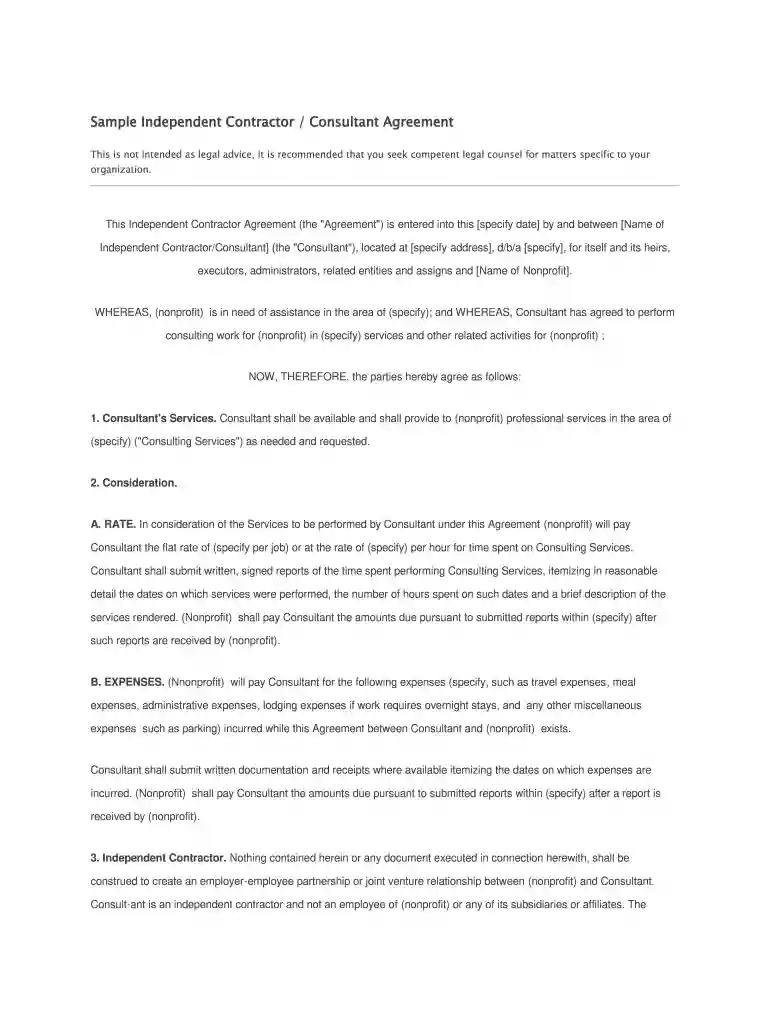 independent contractor agreement Preview on Page 1