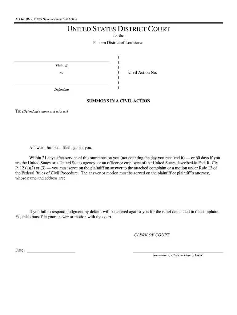 png district court summons form Preview on Page 1