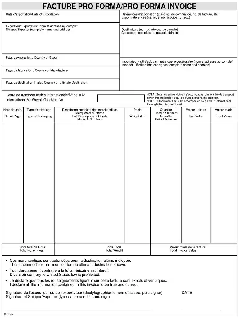 facture proforma pdf Preview on Page 1