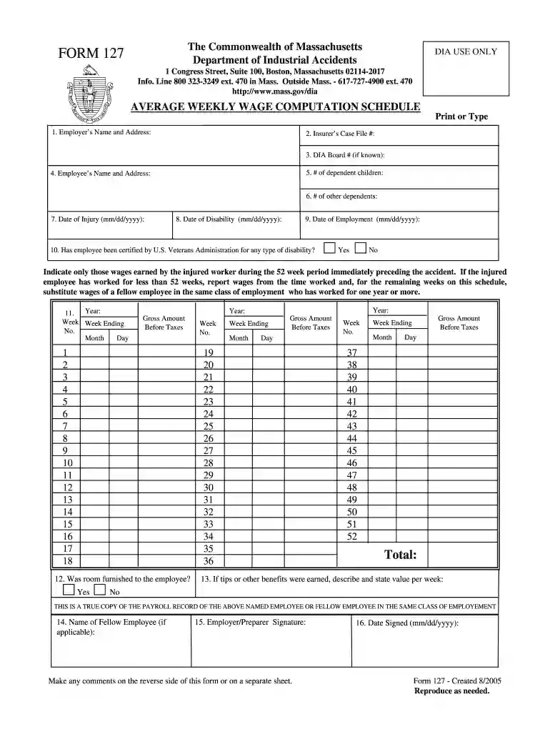 form 127 Preview on Page 1