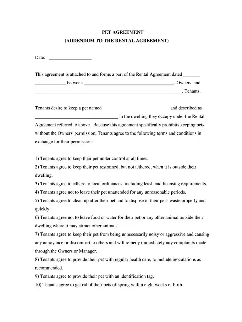 texas pet agreement pdf Preview on Page 1