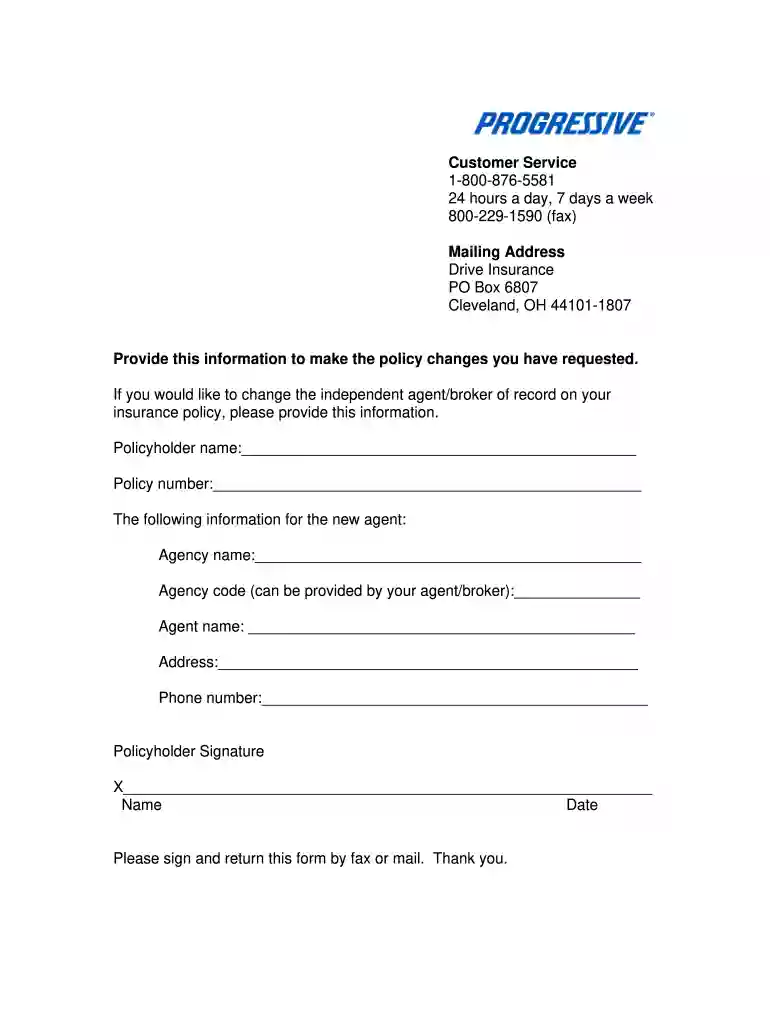 fillable agent of record form Preview on Page 1