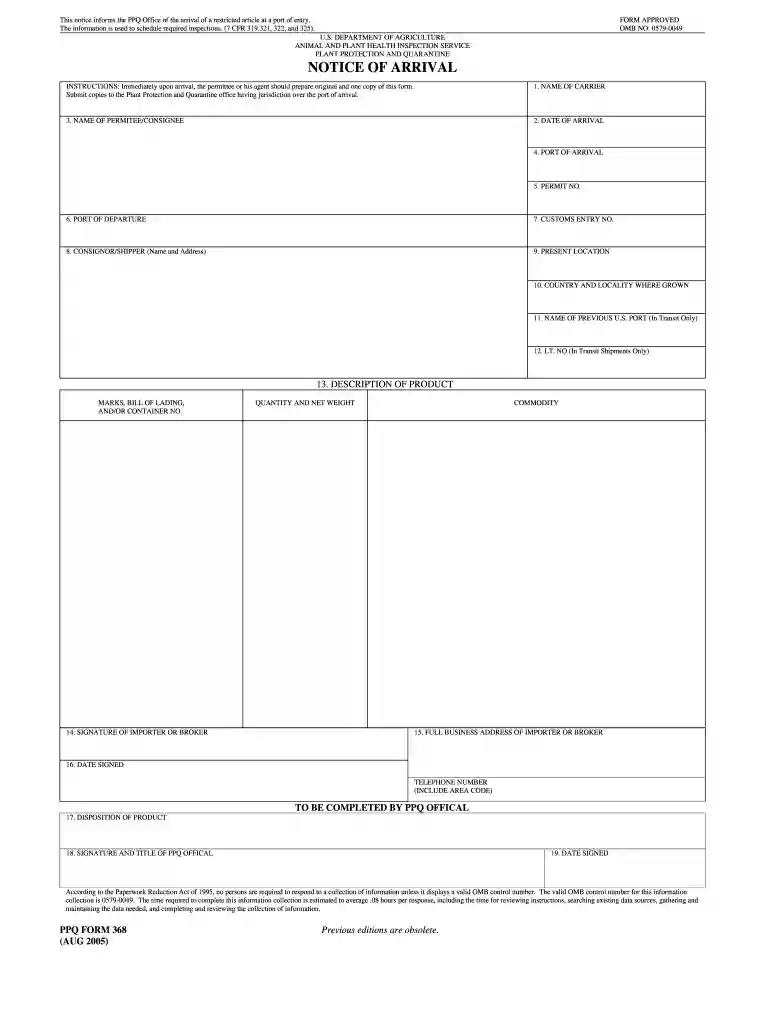 arrival notice template Preview on Page 1