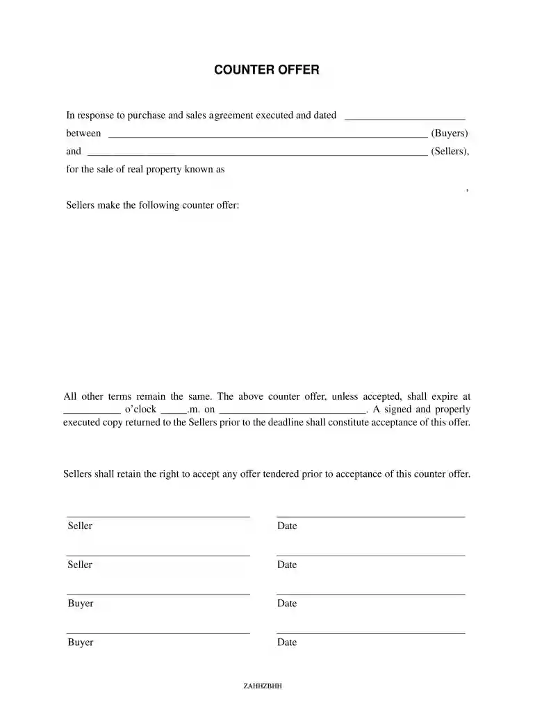 real estate counter offer form Preview on Page 1
