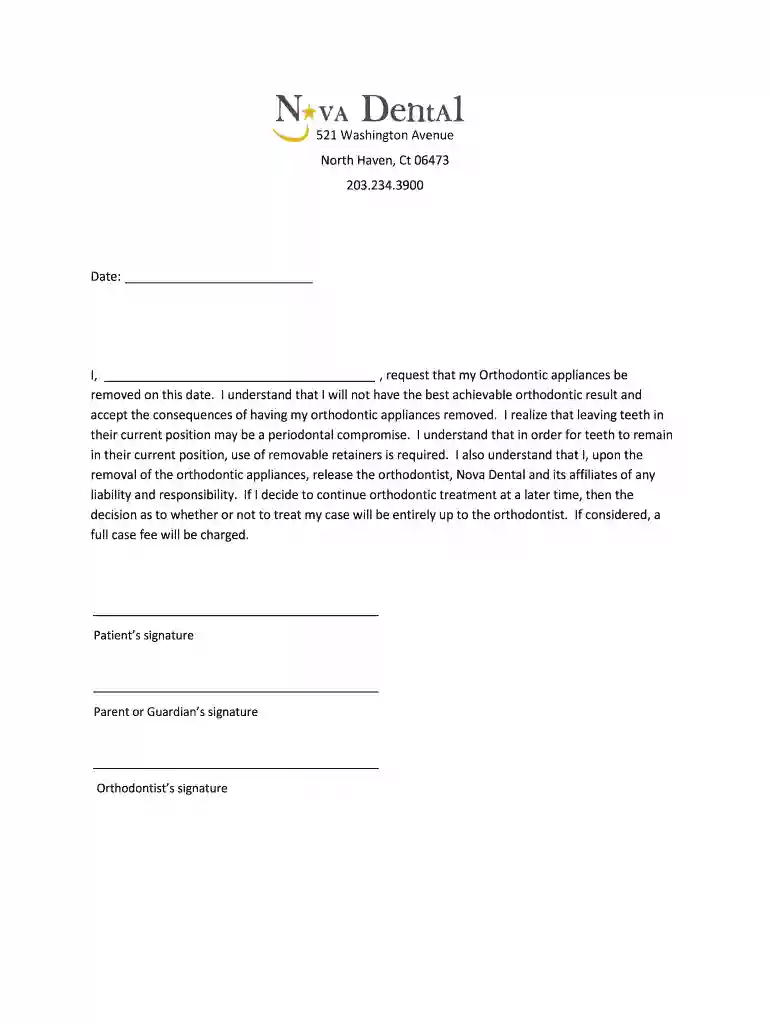 orthodontic release form Preview on Page 1
