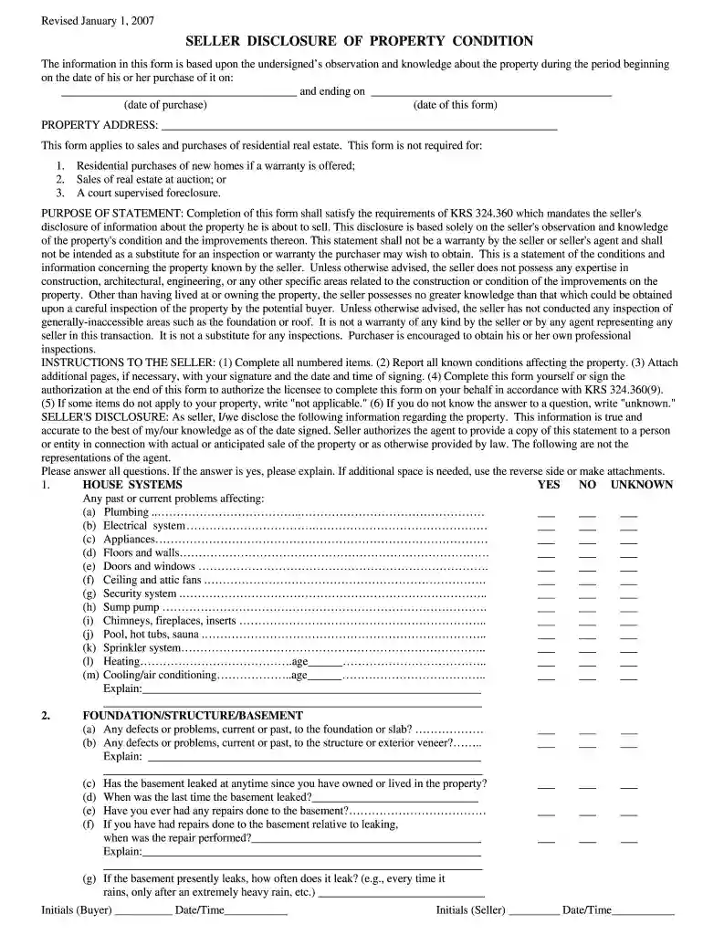 seller disclosure Preview on Page 1