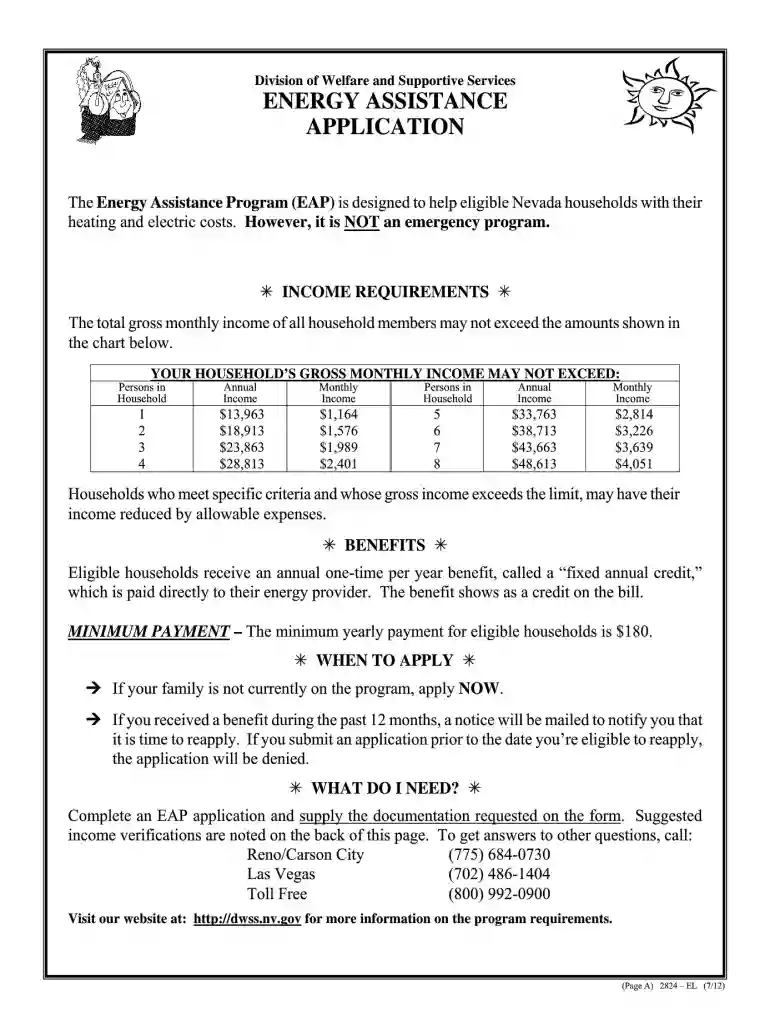 dwssnvgov energy assistance 2012 form Preview on Page 1