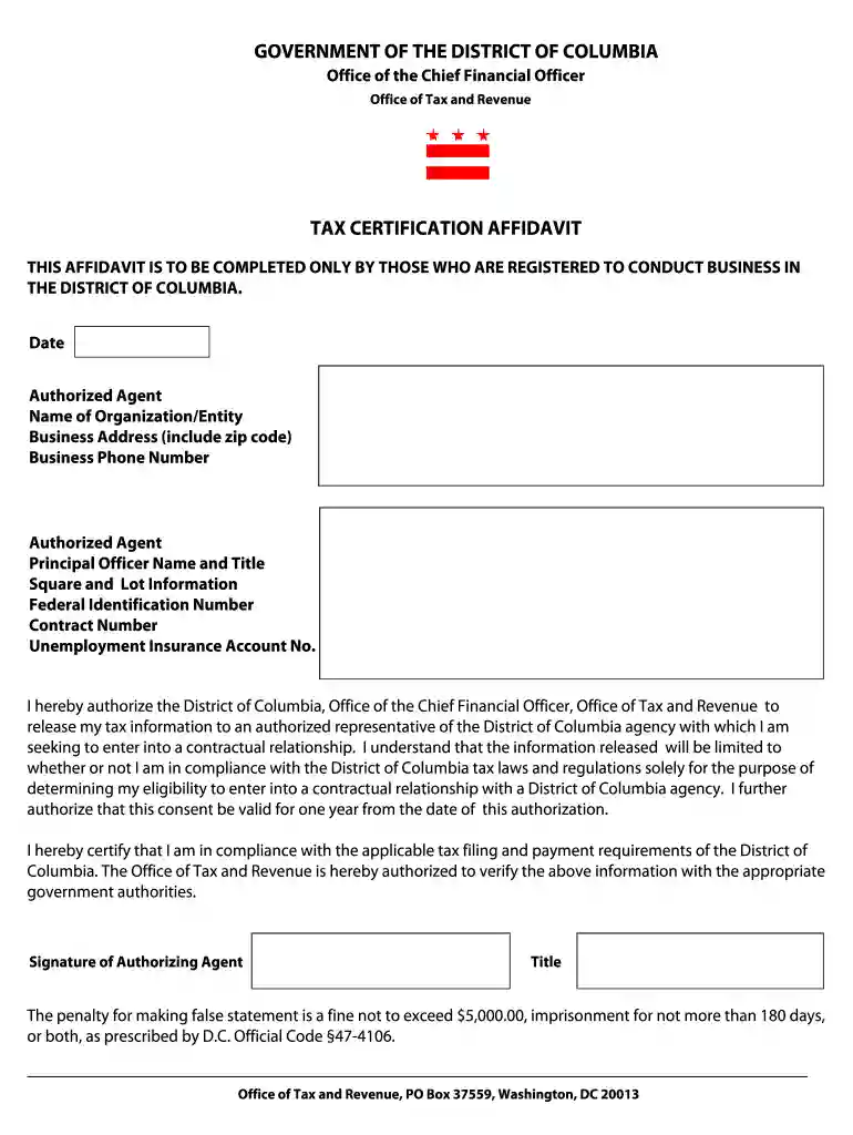 dc tax certificate Preview on Page 1