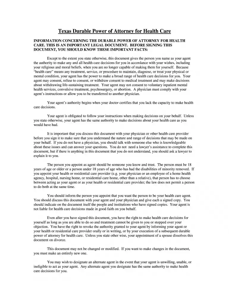 medical power of attorney texas pdf Preview on Page 1