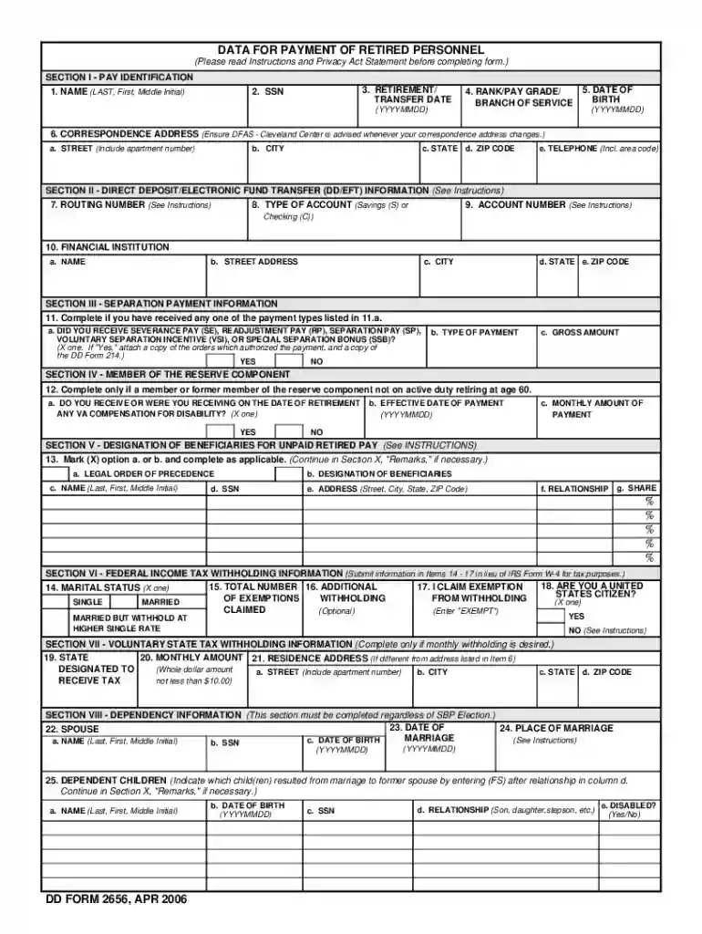 dd form 2656 Preview on Page 1