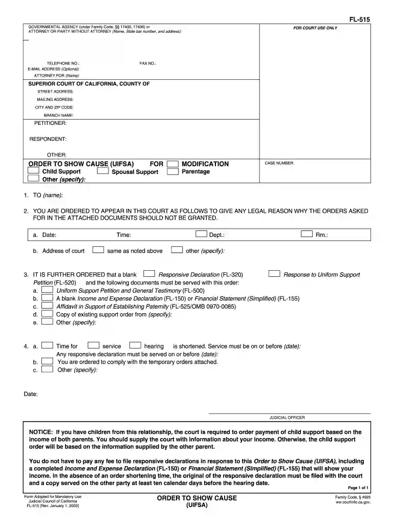 calif order to show causes Preview on Page 1