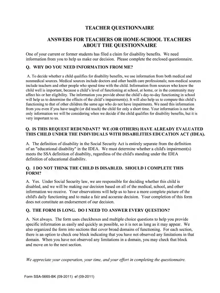 questionnaire for teachers Preview on Page 1