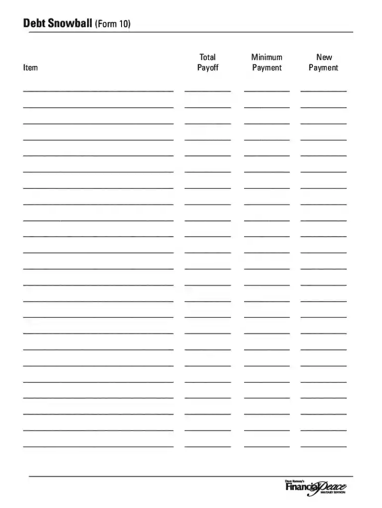 debt snowball form Preview on Page 1