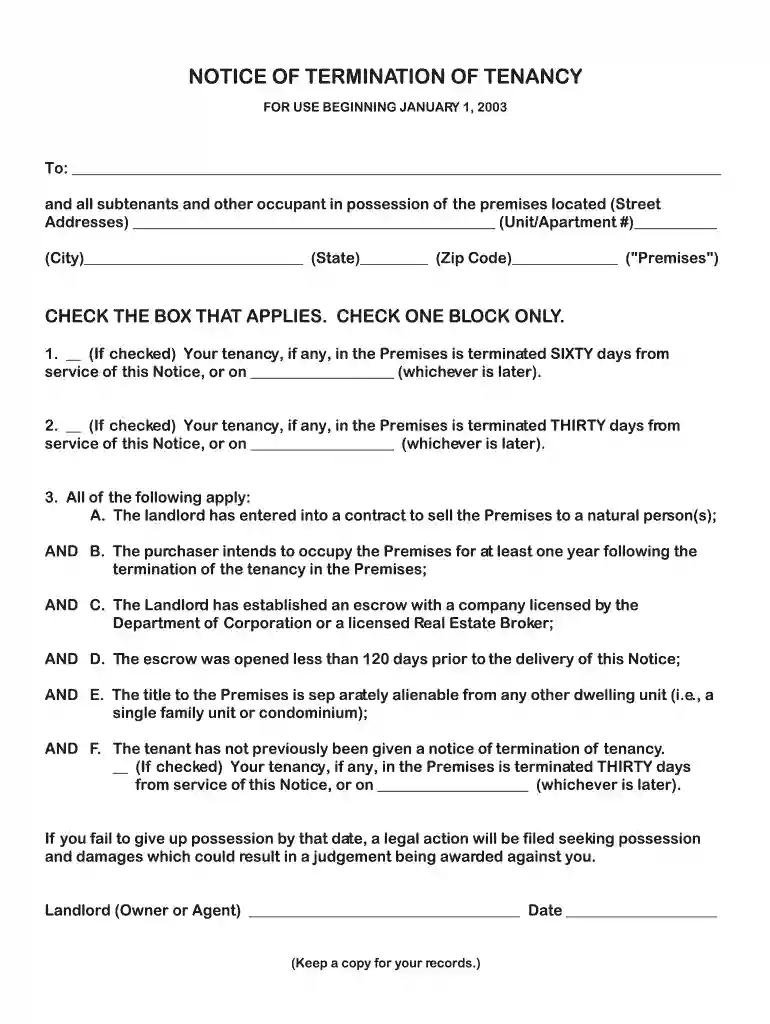 landlord termination lease Preview on Page 1