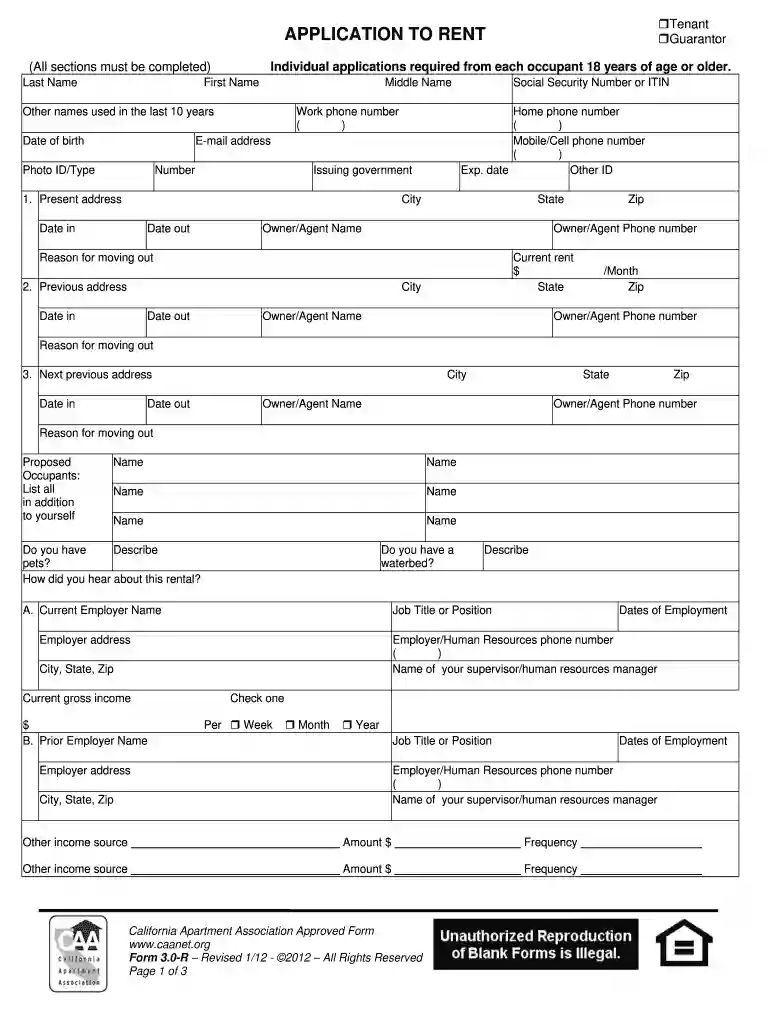 caa application form pdf Preview on Page 1