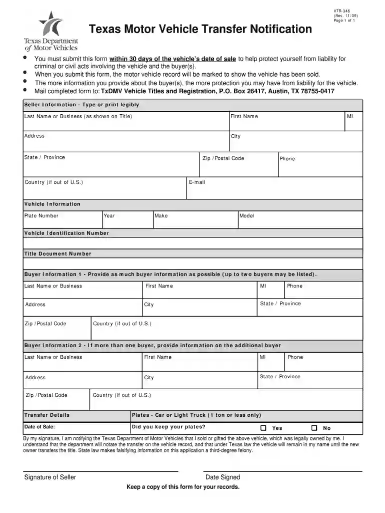 texas title transfer form Preview on Page 1