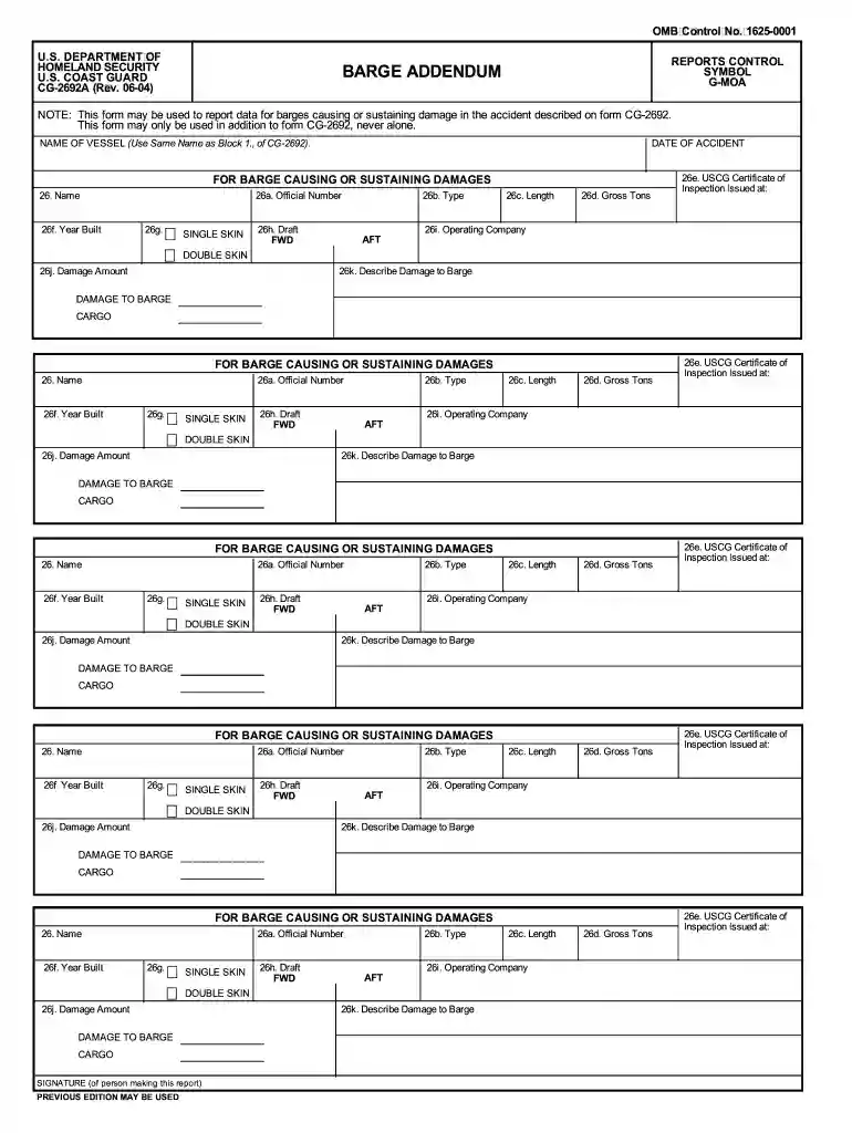 when to fill out 2692 barge addendum 2004 form Preview on Page 1