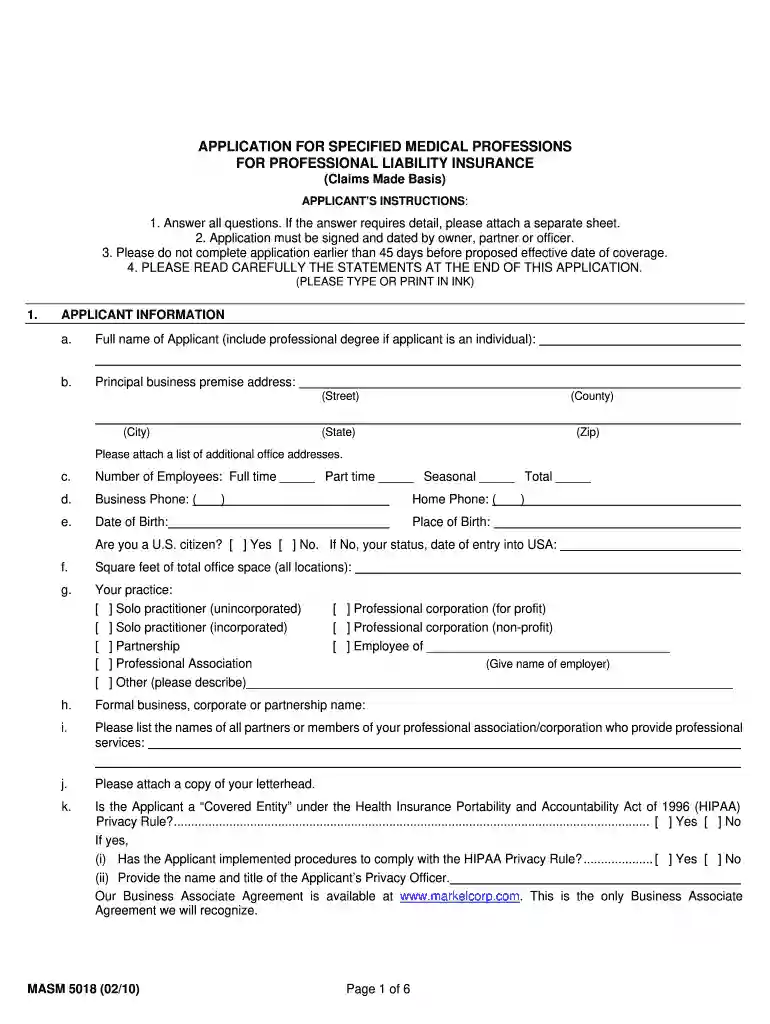 masm application form Preview on Page 1