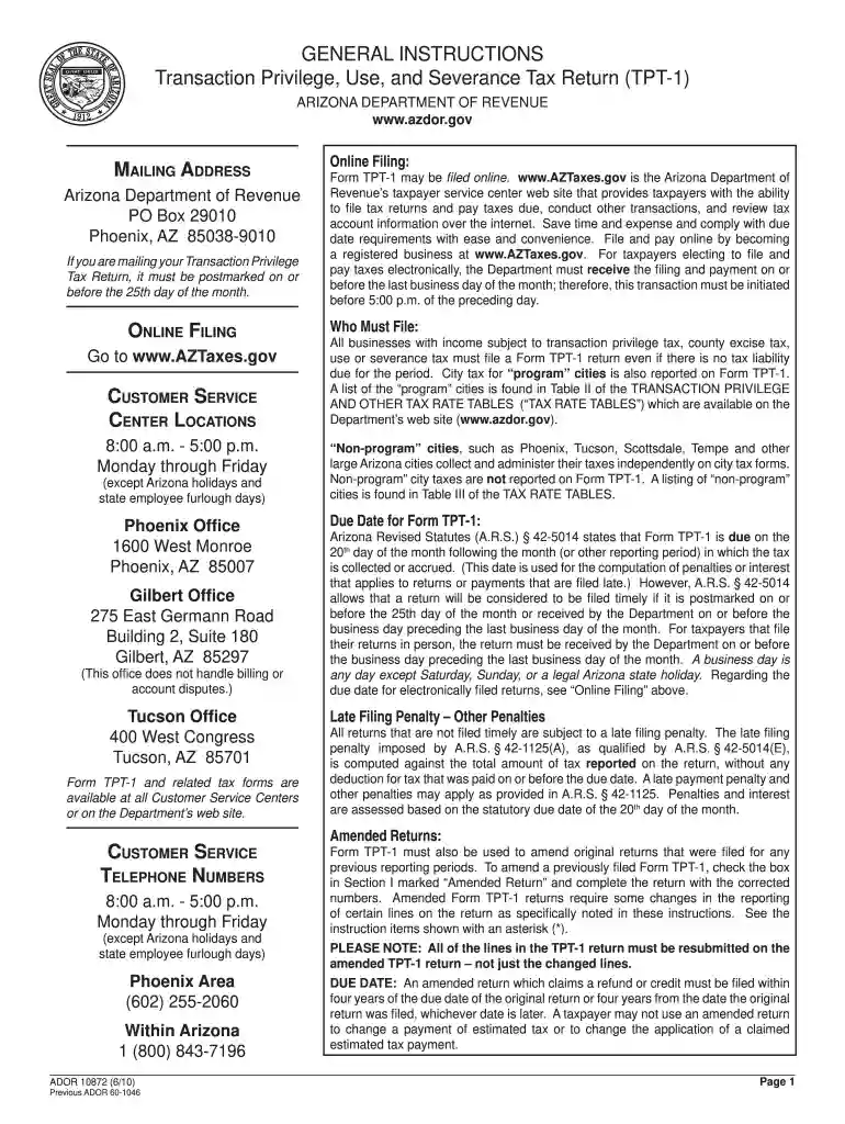 how to fill out transaction privilege use and severance tax return 2010 form Preview on Page 1