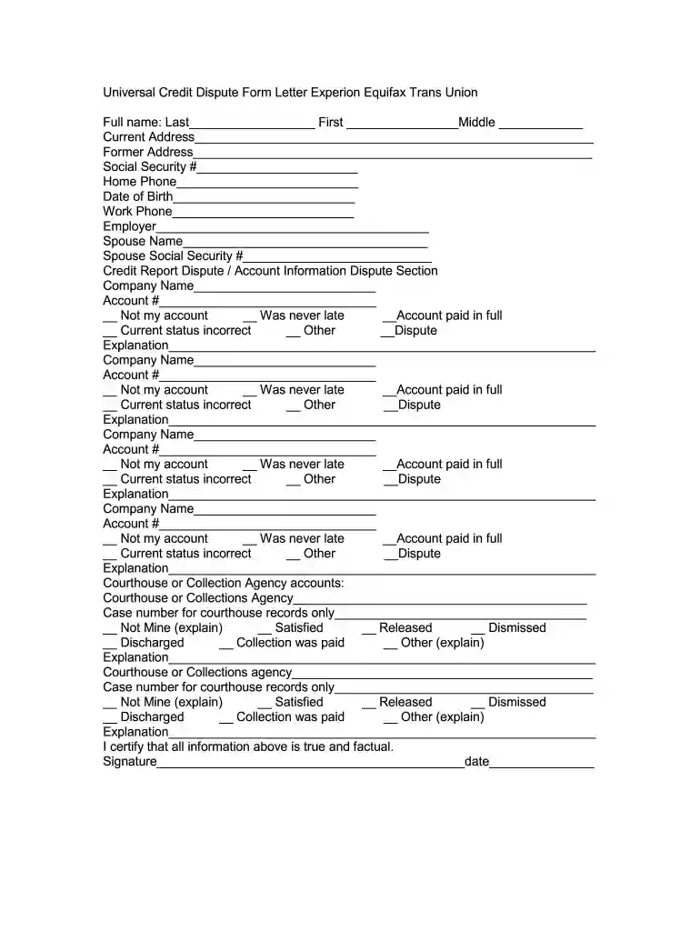 universal data form Preview on Page 1