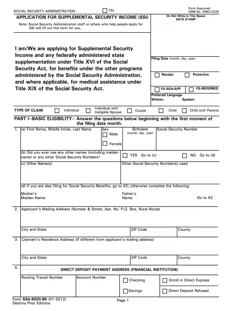 ssi form Preview on Page 1