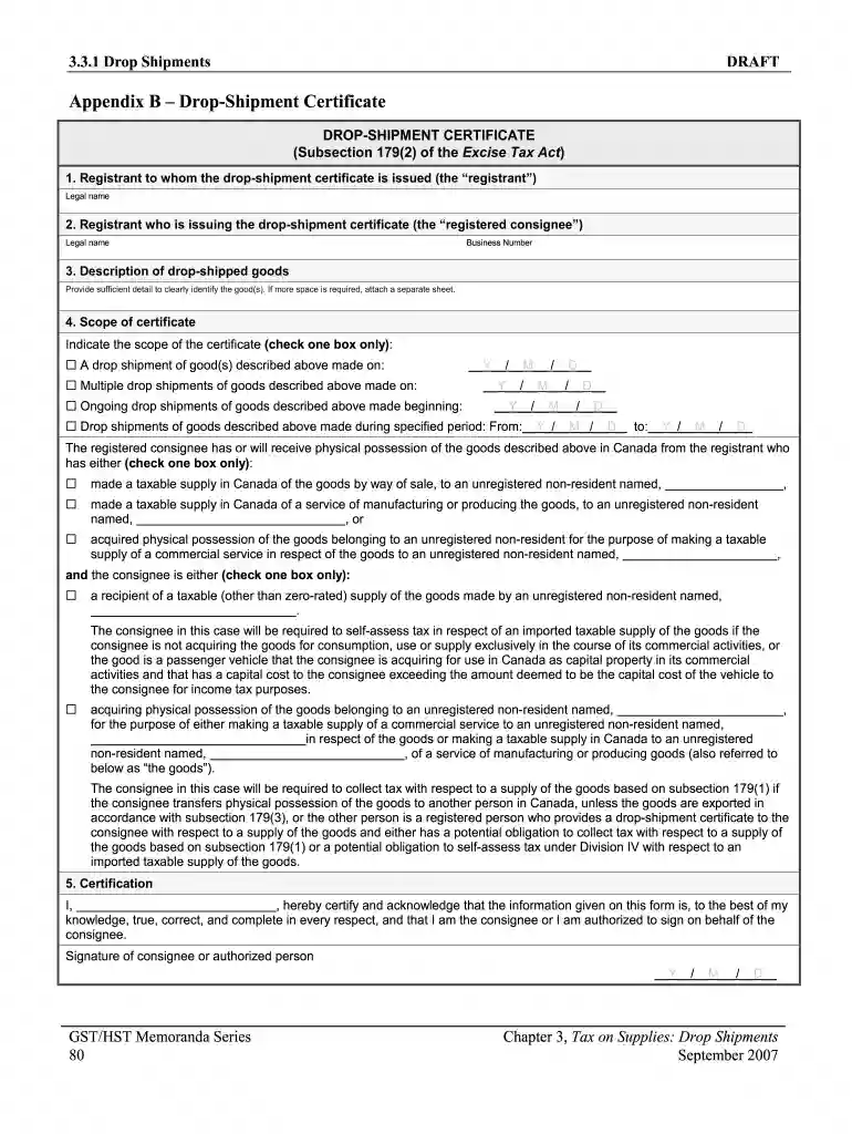 drop shipment certificate Preview on Page 1