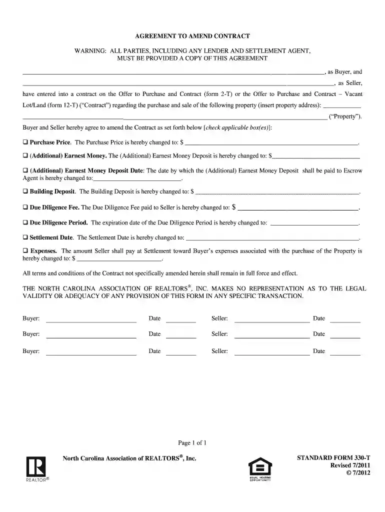 agreement to amend contract nc Preview on Page 1