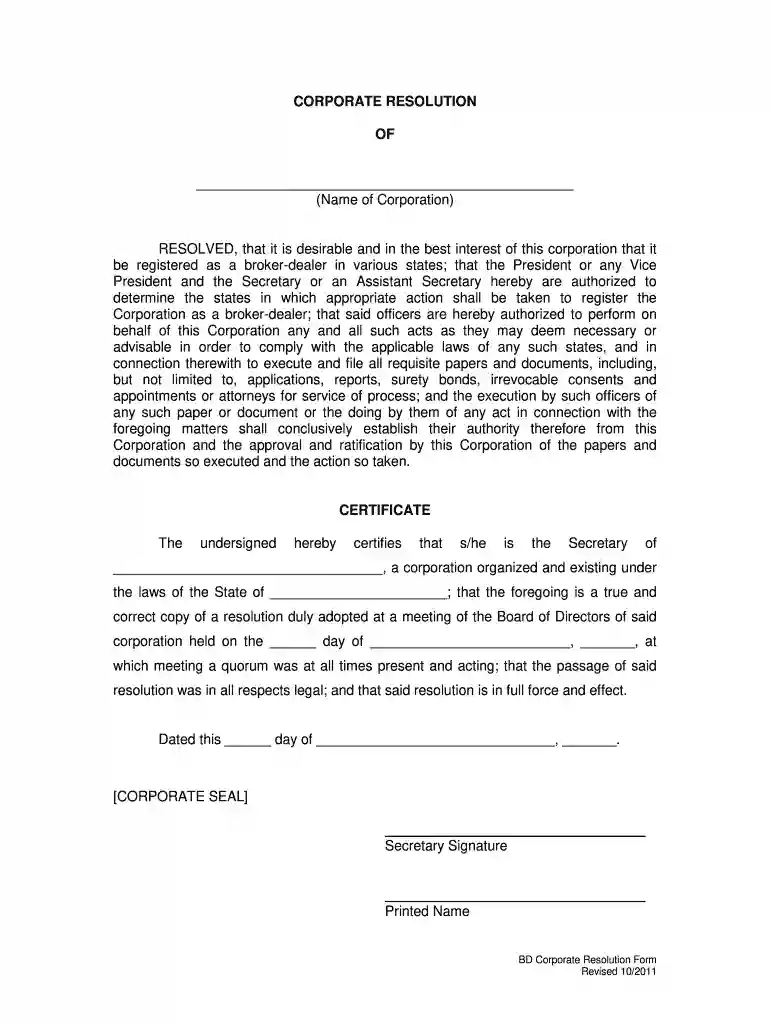 corporate resolution Preview on Page 1