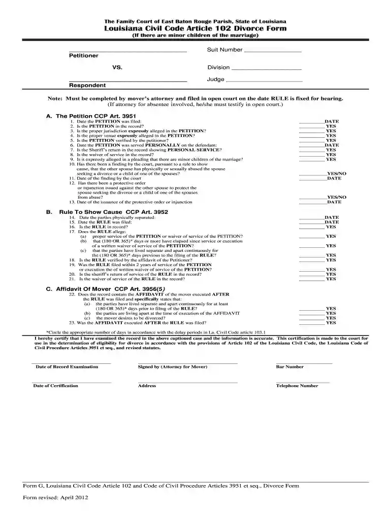 louisiana divorce papers pdf Preview on Page 1