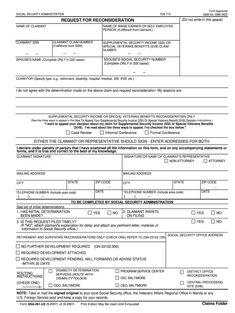 ssa 561 u2 formDocHubcom 2007 Preview on Page 1