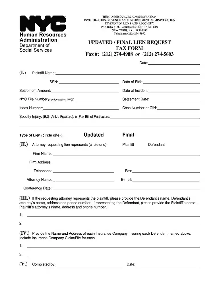 medicaid final lien request Preview on Page 1