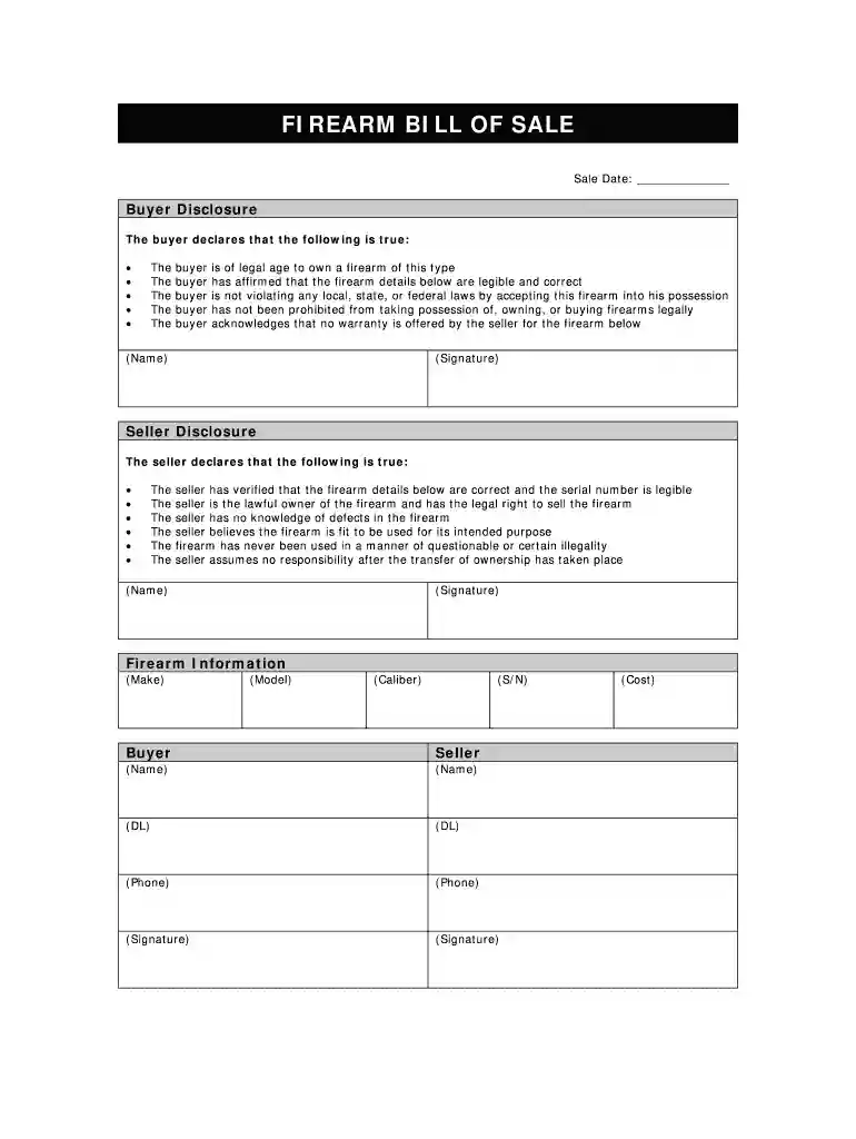 florida firearm bill of sale Preview on Page 1