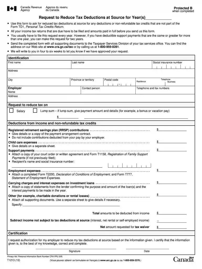 how to submit t1213 online Preview on Page 1