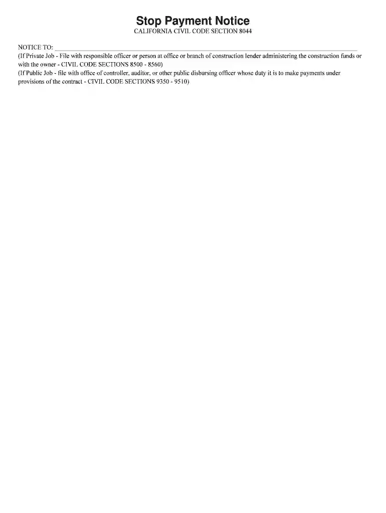 california stop notice release form Preview on Page 1