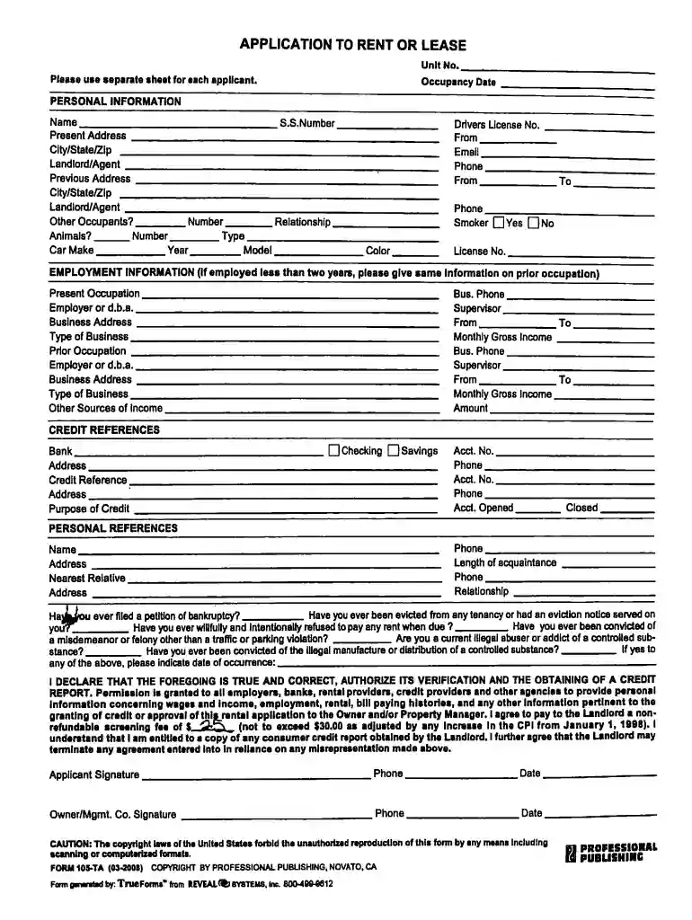 professional publishing forms Preview on Page 1