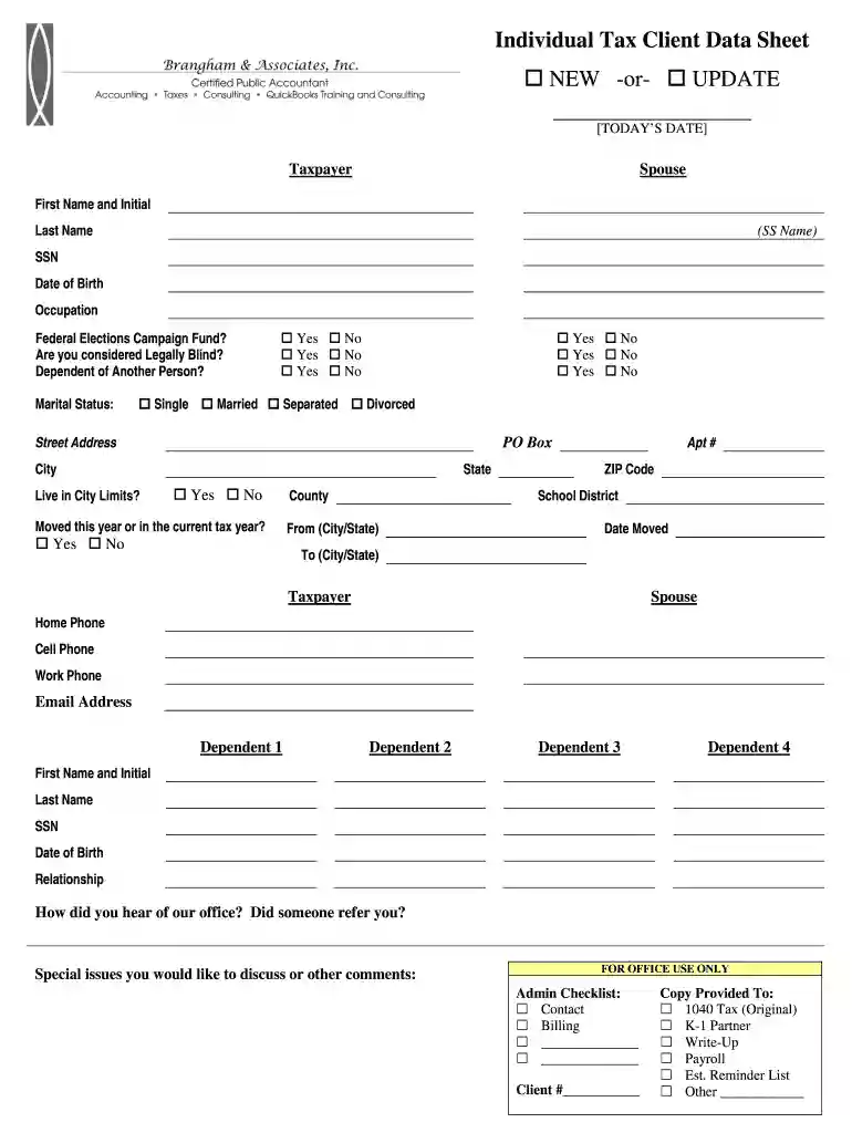 tax client information sheet Preview on Page 1