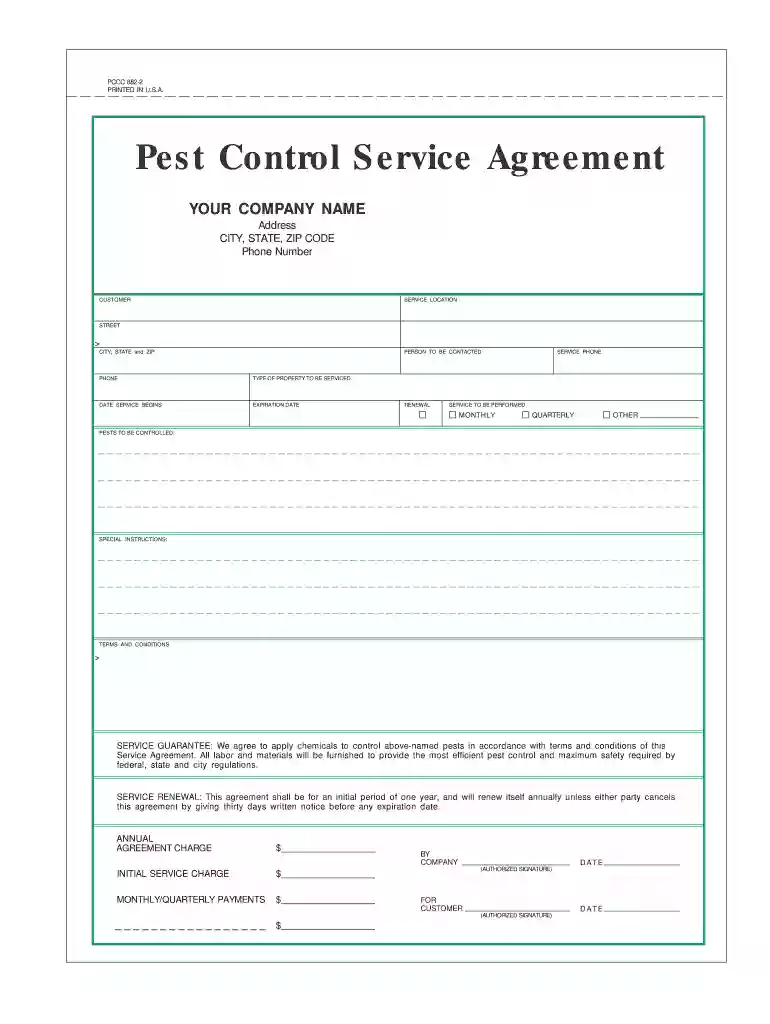 pest control forms templates Preview on Page 1