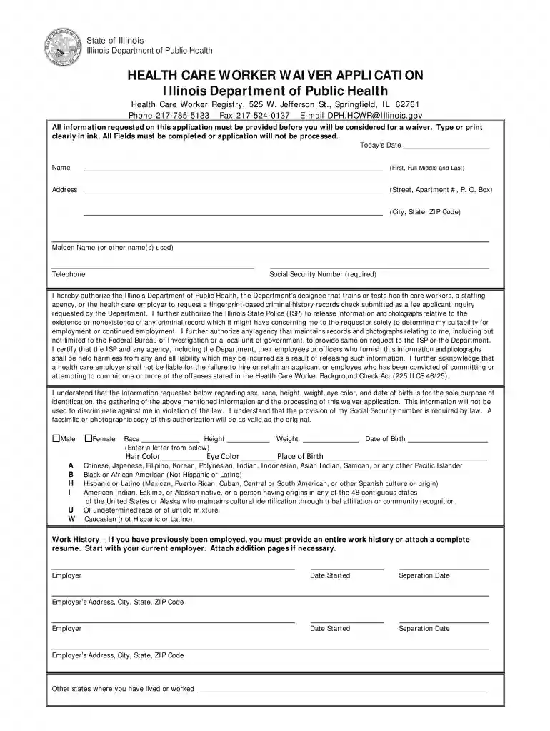 waiver application form Preview on Page 1