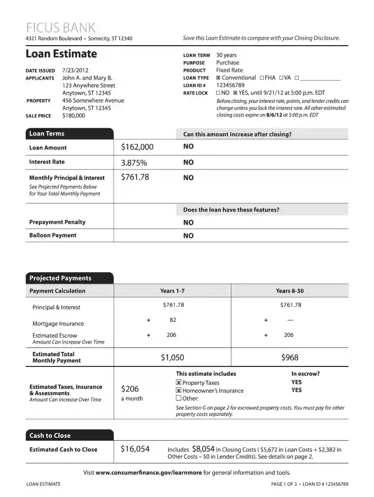 blank loan estimate form Preview on Page 1